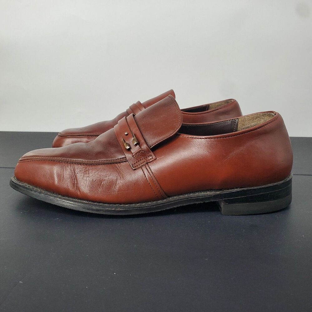 Lehigh Safety Shoes Mens 9.5 EEE Brown Leather Penny Loafers Slip On Work